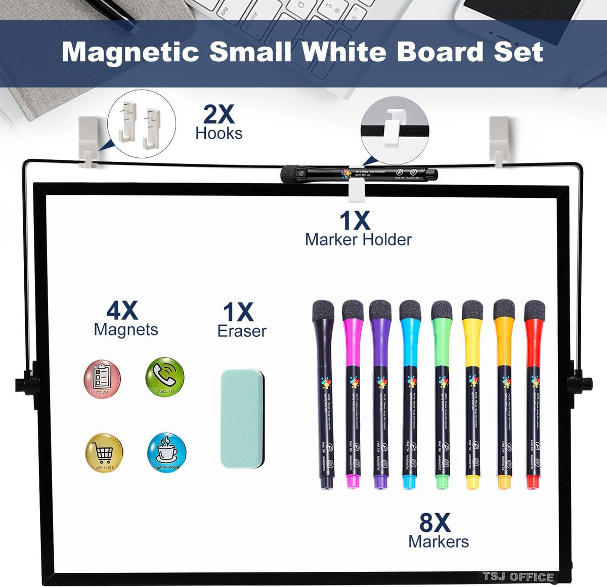 TSJ OFFICE Small White Board - 18 X 14 Inches Silver Framed Dry Erase Board