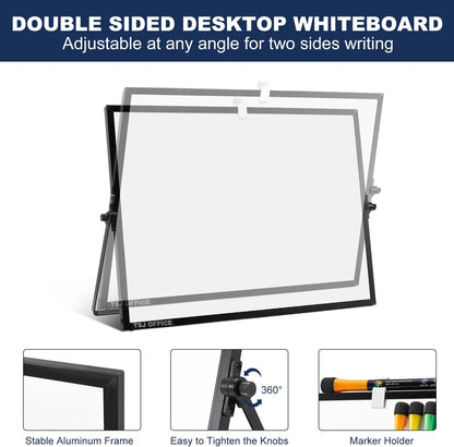 TSJ OFFICE Small White Board - 18 X 14 Inches Silver Framed Dry Erase Board