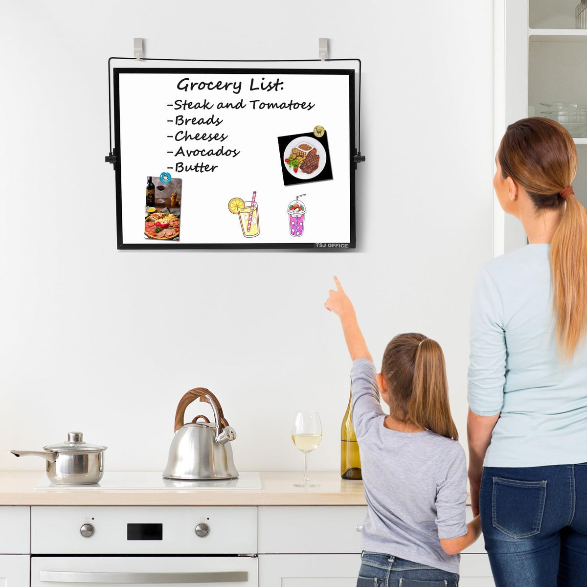 TSJ OFFICE Small White Board - 18 X 14 Inches Silver Framed Dry Erase Board