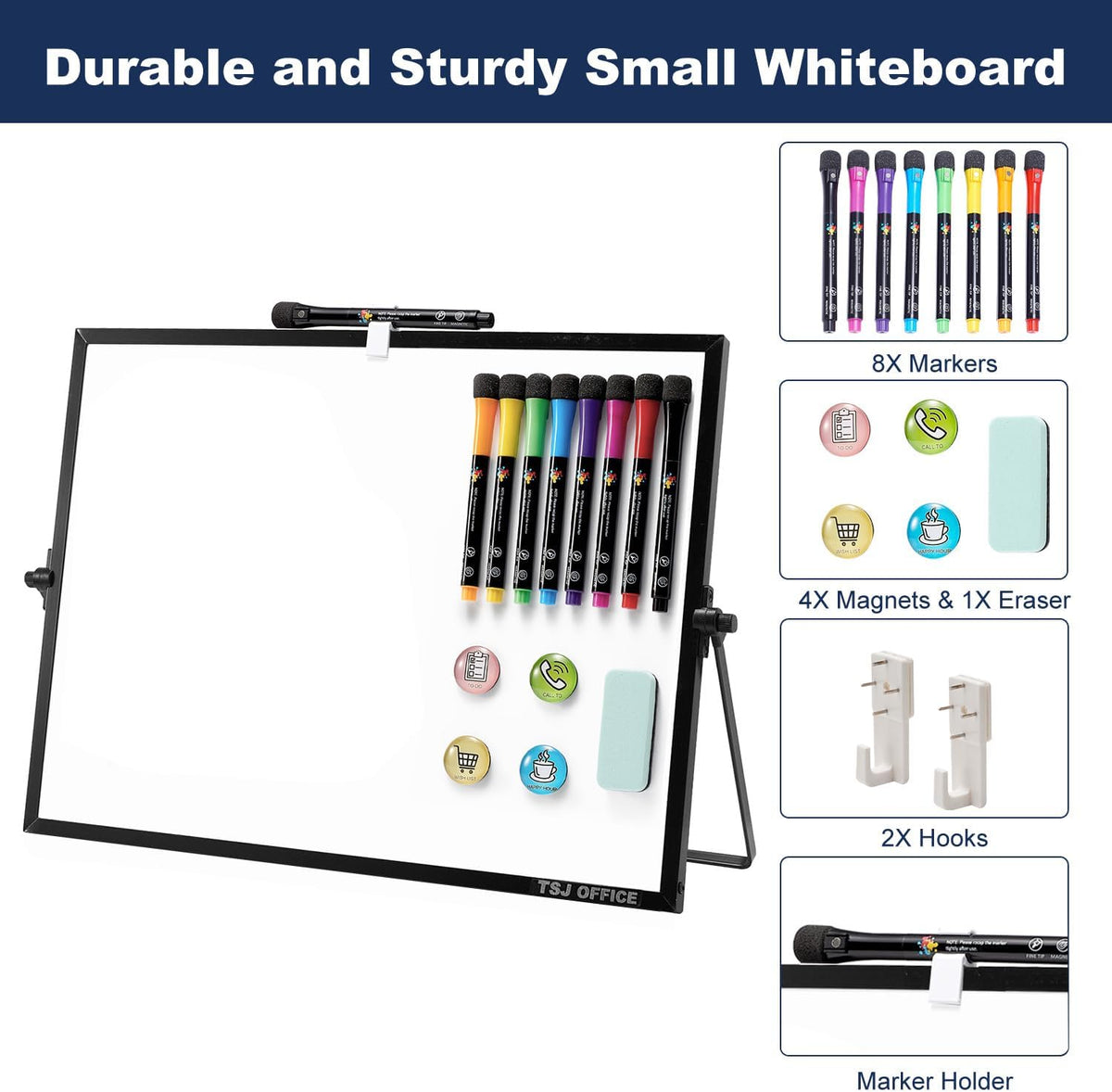 TSJ OFFICE Small White Board - 18 X 14 Inches Silver Framed Dry Erase Board