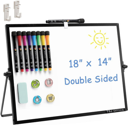 TSJ OFFICE Small White Board - 18 X 14 Inches Silver Framed Dry Erase Board