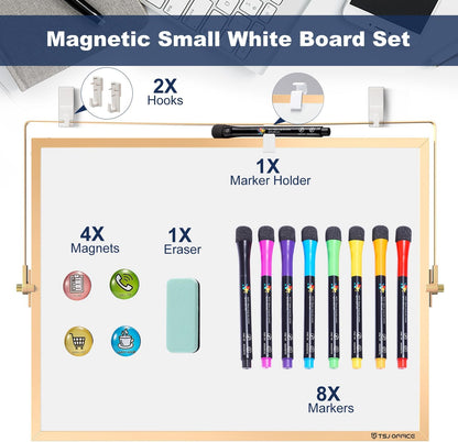 TSJ OFFICE Small White Board - 18 X 14 Inches Silver Framed Dry Erase Board