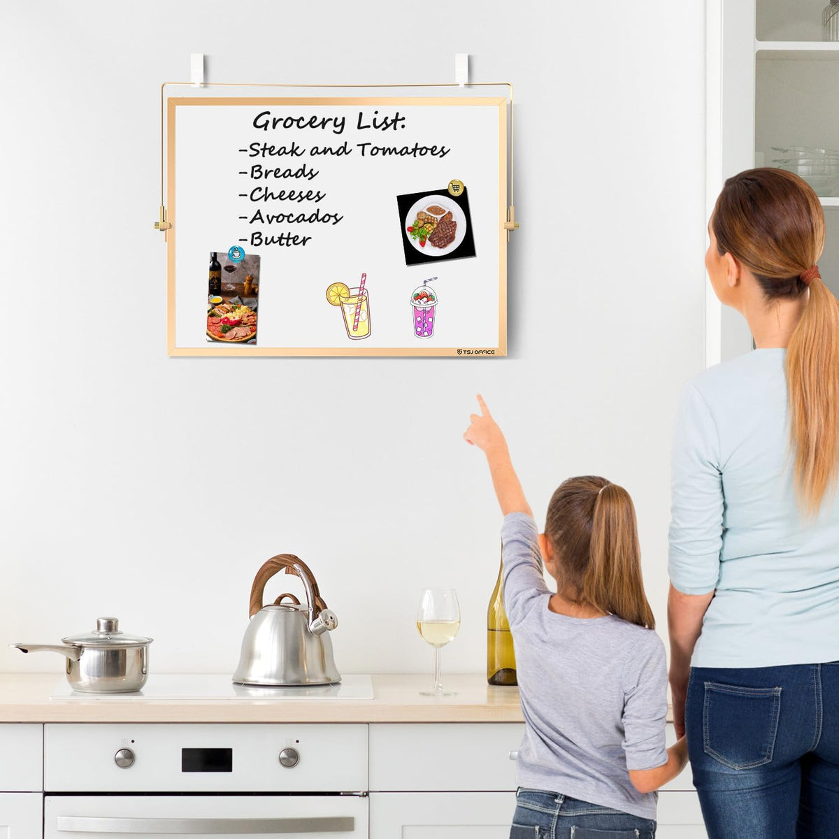 TSJ OFFICE Small White Board - 18 X 14 Inches Silver Framed Dry Erase Board