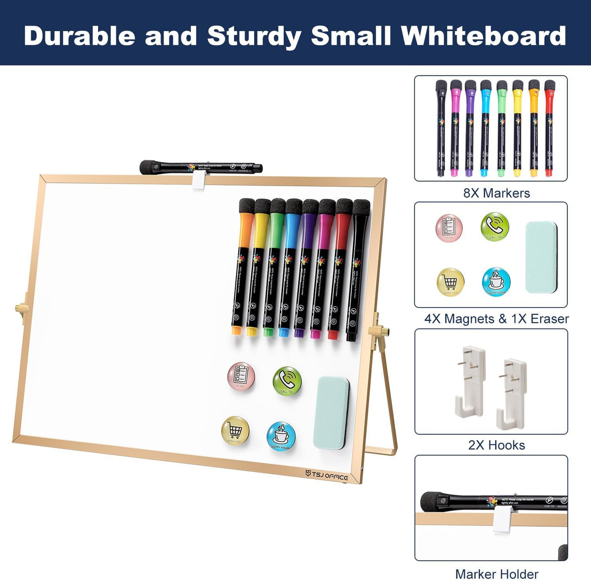 TSJ OFFICE Small White Board - 18 X 14 Inches Silver Framed Dry Erase Board