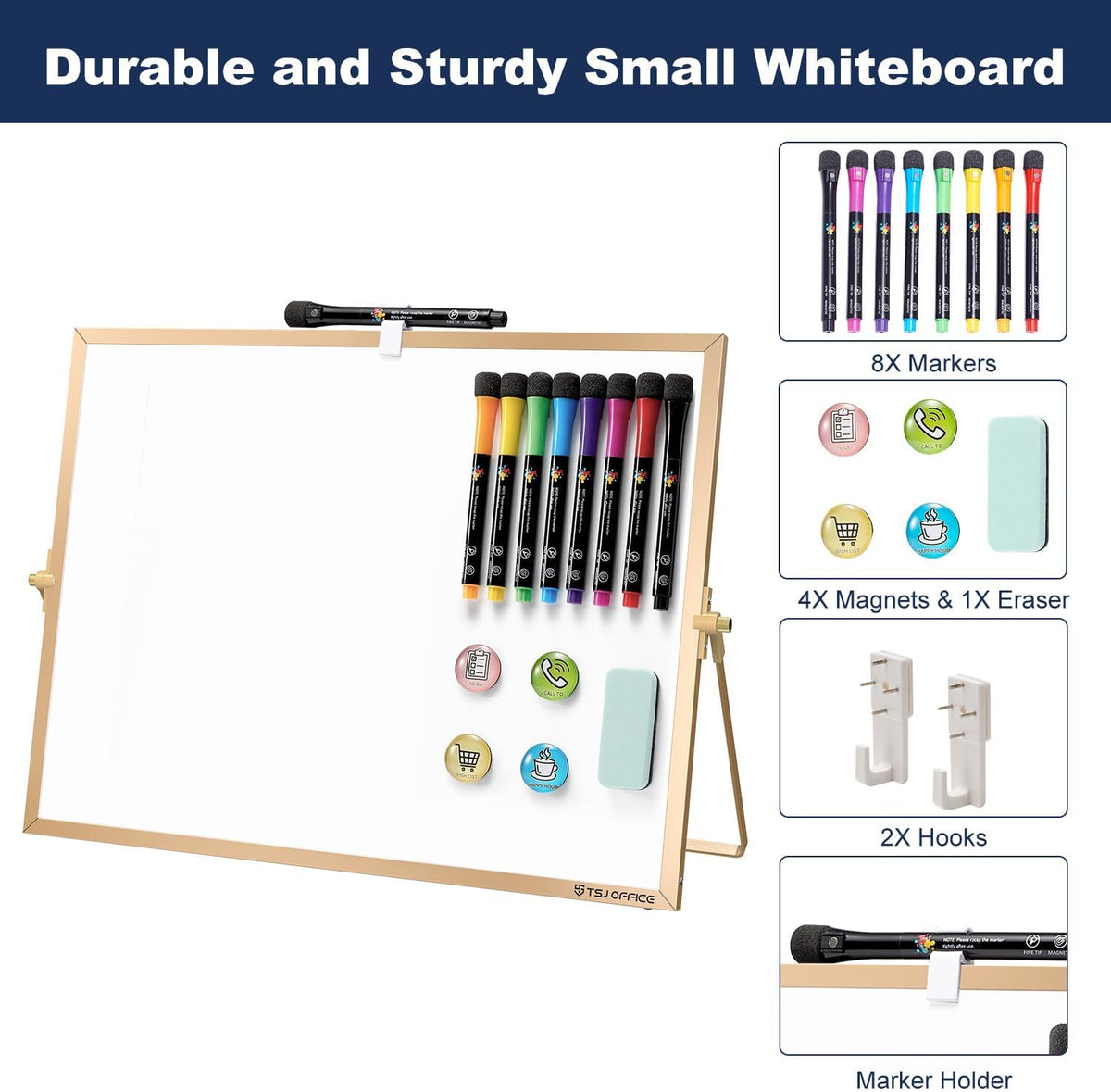 TSJ OFFICE Small White Board - 18 X 14 Inches Silver Framed Dry Erase Board