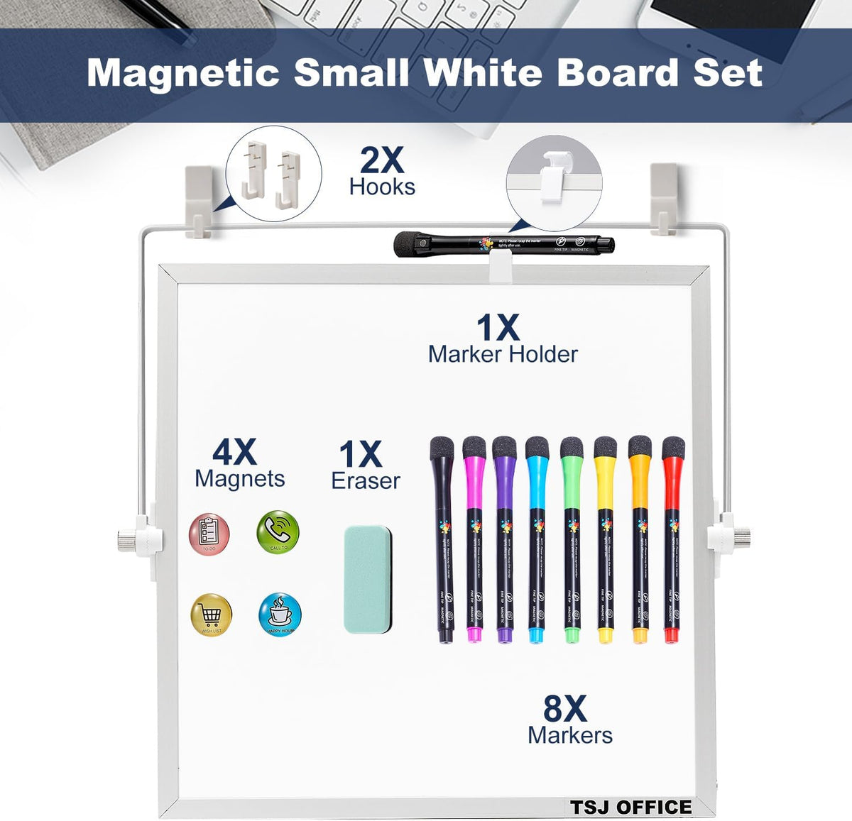 TSJ OFFICE Small White Board - 18 X 14 Inches Silver Framed Dry Erase Board