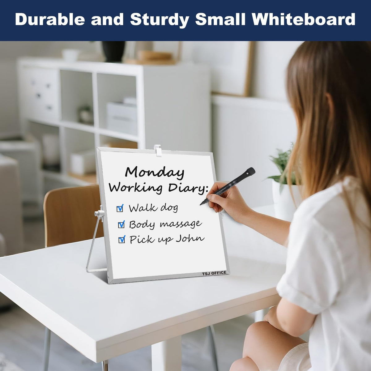 TSJ OFFICE Small White Board - 18 X 14 Inches Silver Framed Dry Erase Board