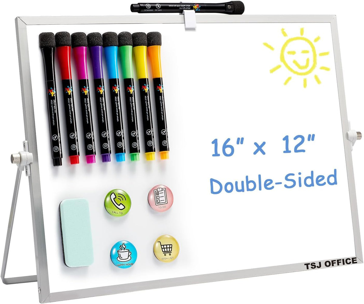 TSJ OFFICE Small White Board - 18 X 14 Inches Silver Framed Dry Erase Board