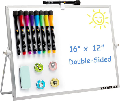 TSJ OFFICE Small White Board - 18 X 14 Inches Silver Framed Dry Erase Board