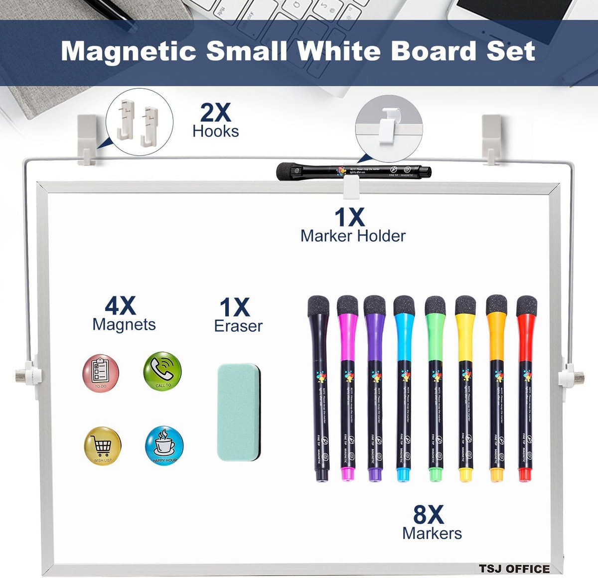 TSJ OFFICE Small White Board - 18 X 14 Inches Silver Framed Dry Erase Board