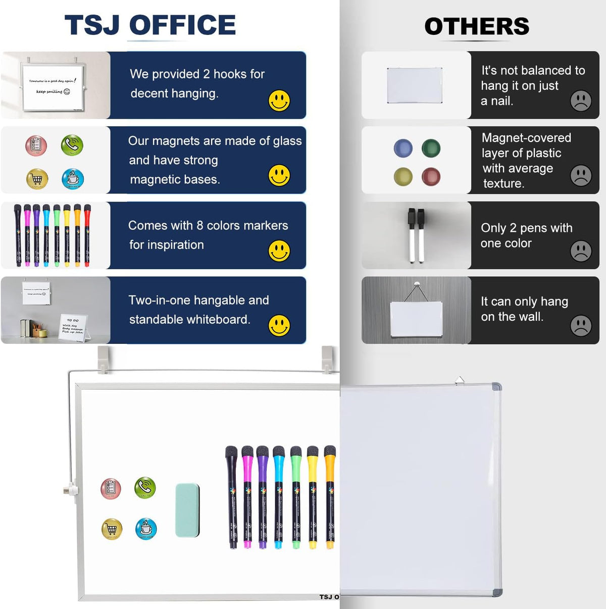 TSJ OFFICE Small White Board - 18 X 14 Inches Silver Framed Dry Erase Board