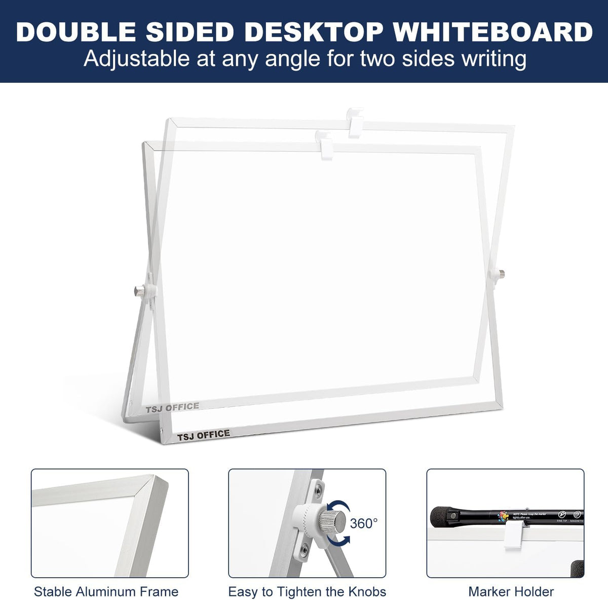 TSJ OFFICE Small White Board - 18 X 14 Inches Silver Framed Dry Erase Board