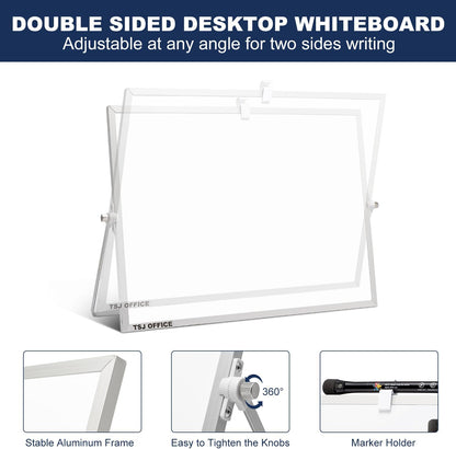 TSJ OFFICE Small White Board - 18 X 14 Inches Silver Framed Dry Erase Board