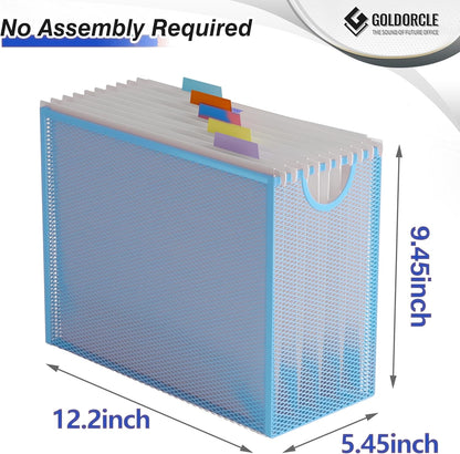 Hanging File Organizer, File Folder Organizer with Handles, Metal Mesh File Crate Storage Box, Letter Size (with 5 Grey Folders)