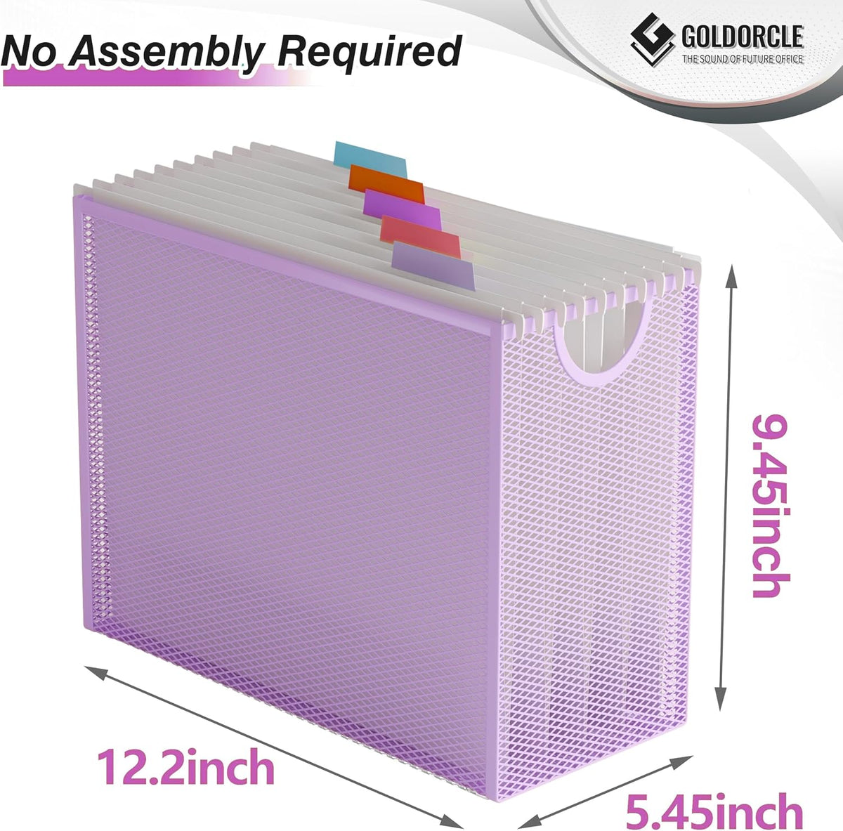 Hanging File Organizer, File Folder Organizer with Handles, Metal Mesh File Crate Storage Box, Letter Size (with 5 Grey Folders)