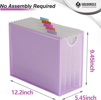 Hanging File Organizer, File Folder Organizer with Handles, Metal Mesh File Crate Storage Box, Letter Size (with 5 Grey Folders)