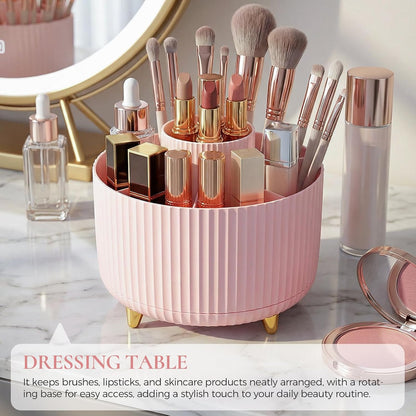 Pencil Pen Holder for Desk, 5 Slots 360 - Degree Rotating Desktop Organizer, Cute Desk Organizers and Accessories for School, Home, Office and Art Supply, Black