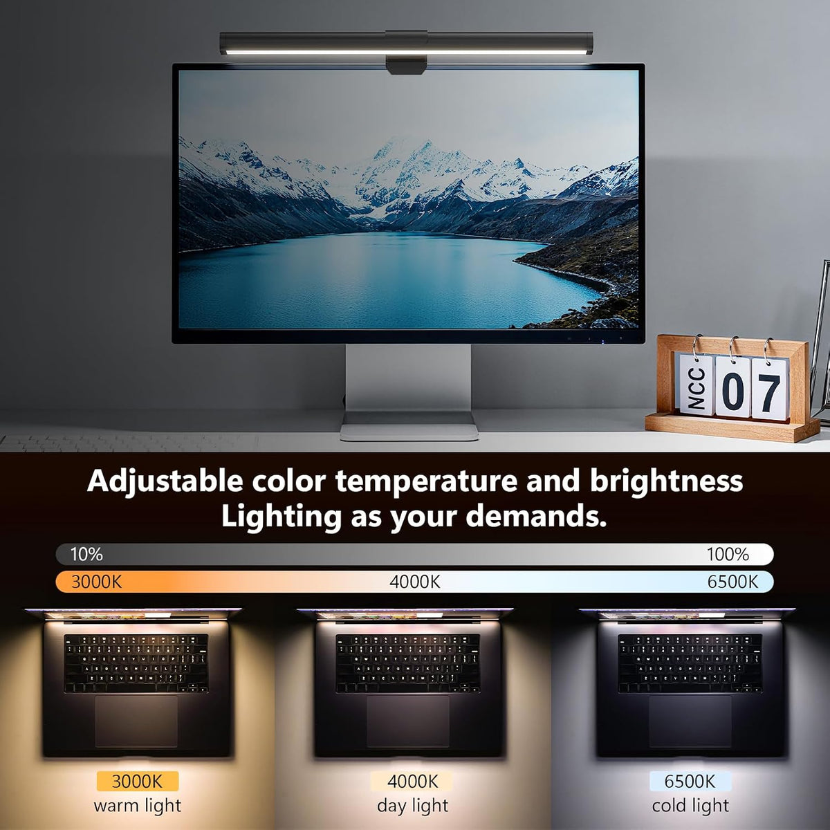 Monitor Light Bar, Eye-Care USB Reading Mnitor lamp, 11.8'' LED Computer Lights with Ultrawide Lighting, 3 Color Temperature Dimmable Desk Light for Home Office Gaming