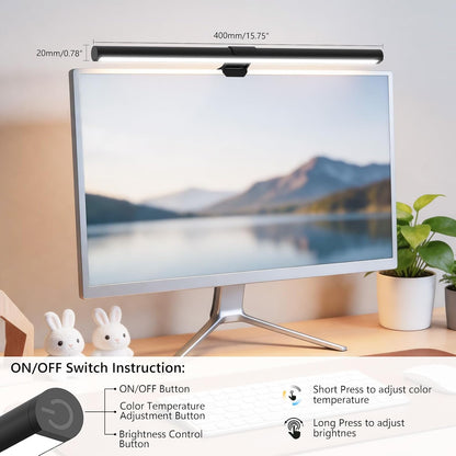 Monitor Light Bar, Eye-Care USB Reading Mnitor lamp, 11.8'' LED Computer Lights with Ultrawide Lighting, 3 Color Temperature Dimmable Desk Light for Home Office Gaming