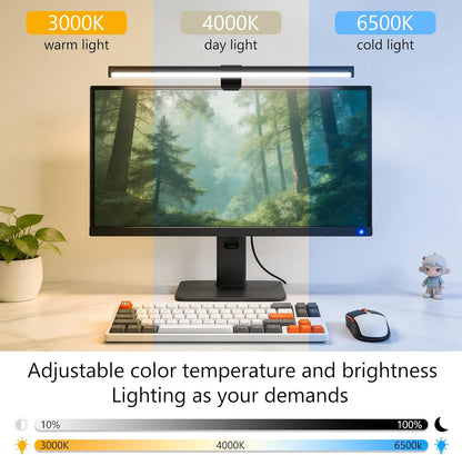 Monitor Light Bar, Eye-Care USB Reading Mnitor lamp, 11.8'' LED Computer Lights with Ultrawide Lighting, 3 Color Temperature Dimmable Desk Light for Home Office Gaming