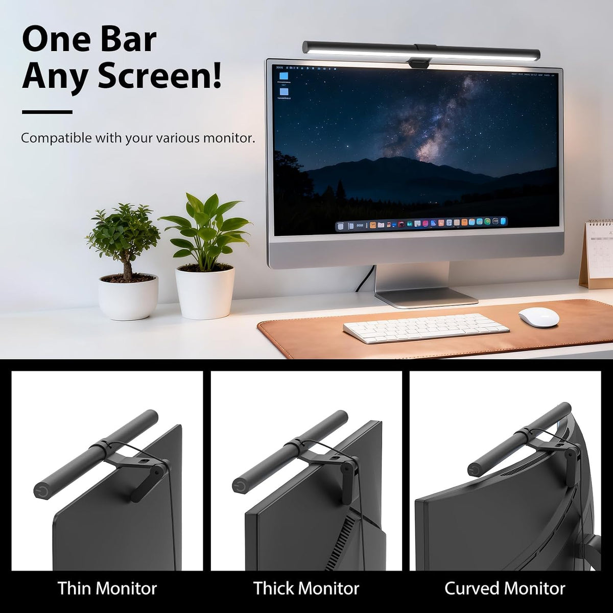 Monitor Light Bar, Eye-Care USB Reading Mnitor lamp, 11.8'' LED Computer Lights with Ultrawide Lighting, 3 Color Temperature Dimmable Desk Light for Home Office Gaming