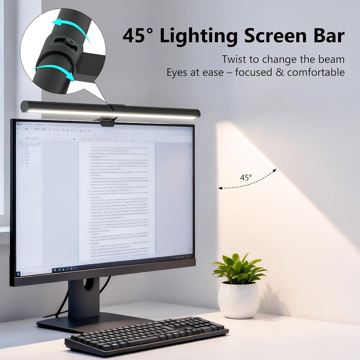 Monitor Light Bar, Eye-Care USB Reading Mnitor lamp, 11.8'' LED Computer Lights with Ultrawide Lighting, 3 Color Temperature Dimmable Desk Light for Home Office Gaming