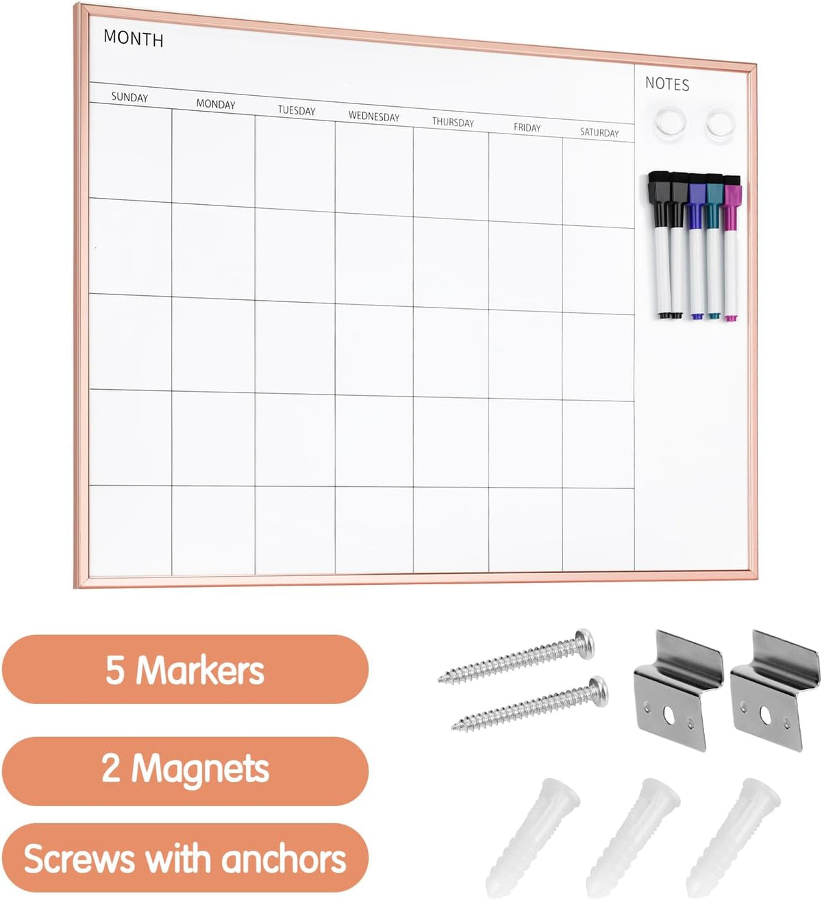 Calendar Whiteboard 17x13 Magnetic Dry Erase Board Wall Mount