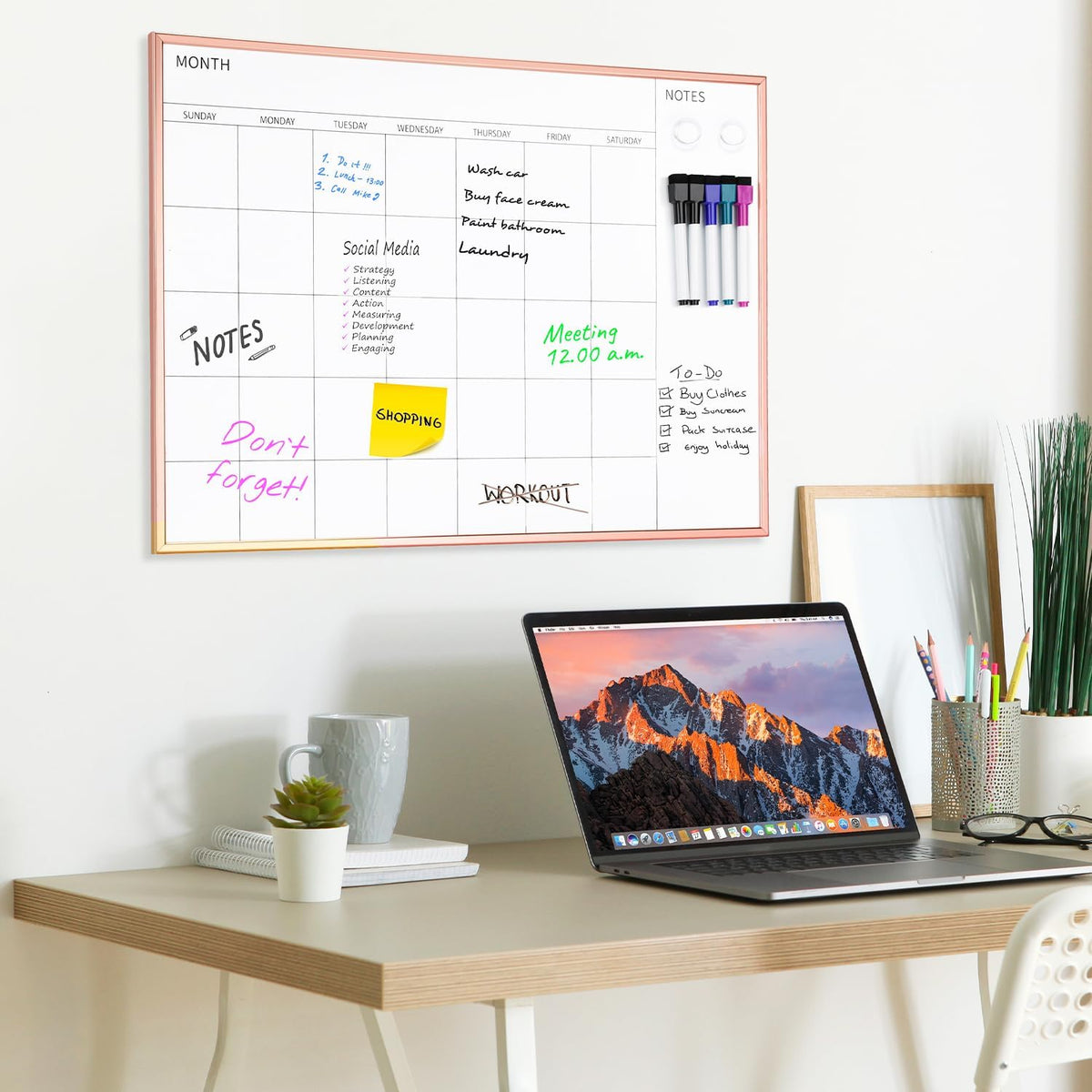 Calendar Whiteboard 17x13 Magnetic Dry Erase Board Wall Mount