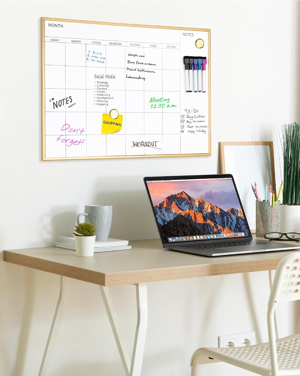 Calendar Whiteboard 17x13 Magnetic Dry Erase Board Wall Mount