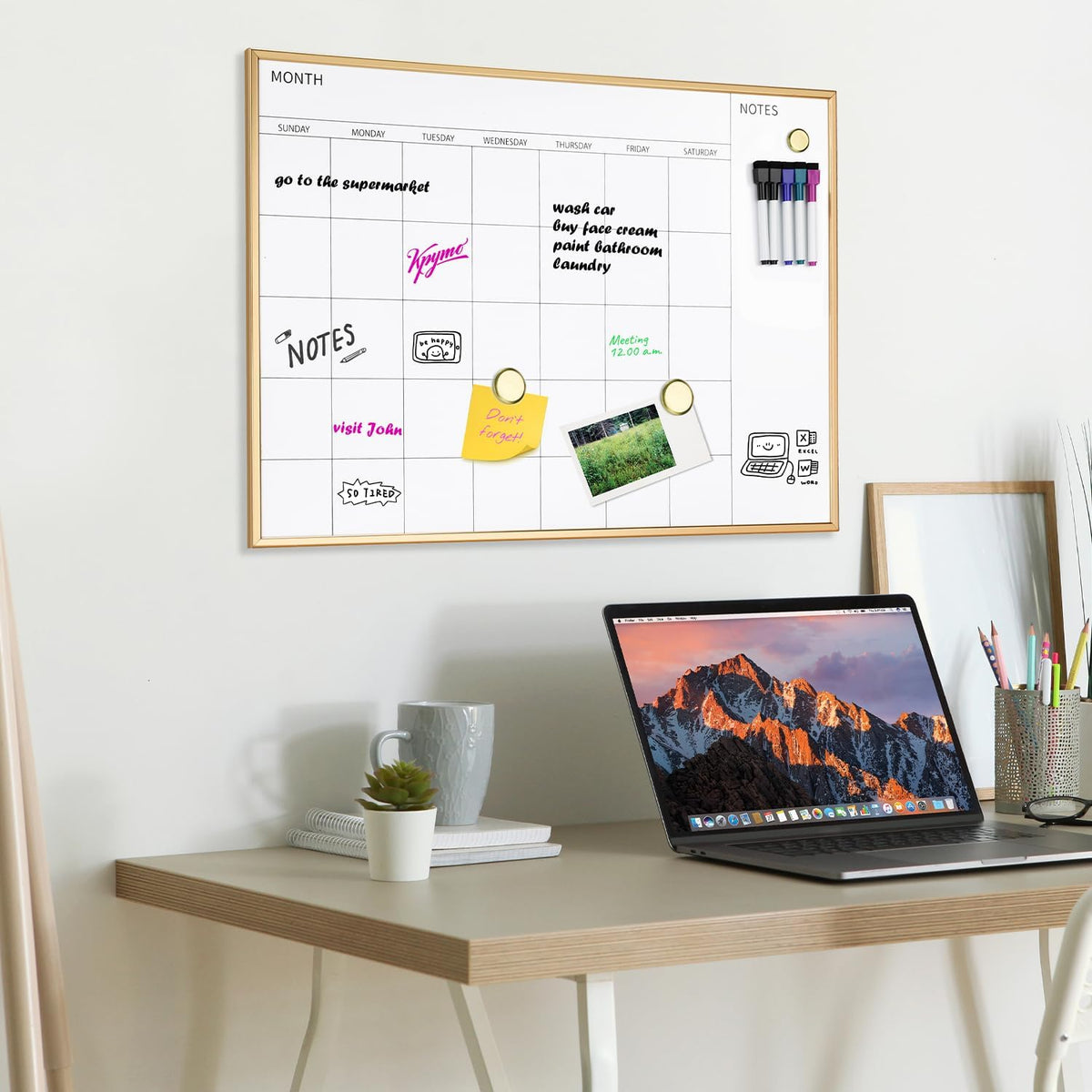 Calendar Whiteboard 17x13 Magnetic Dry Erase Board Wall Mount