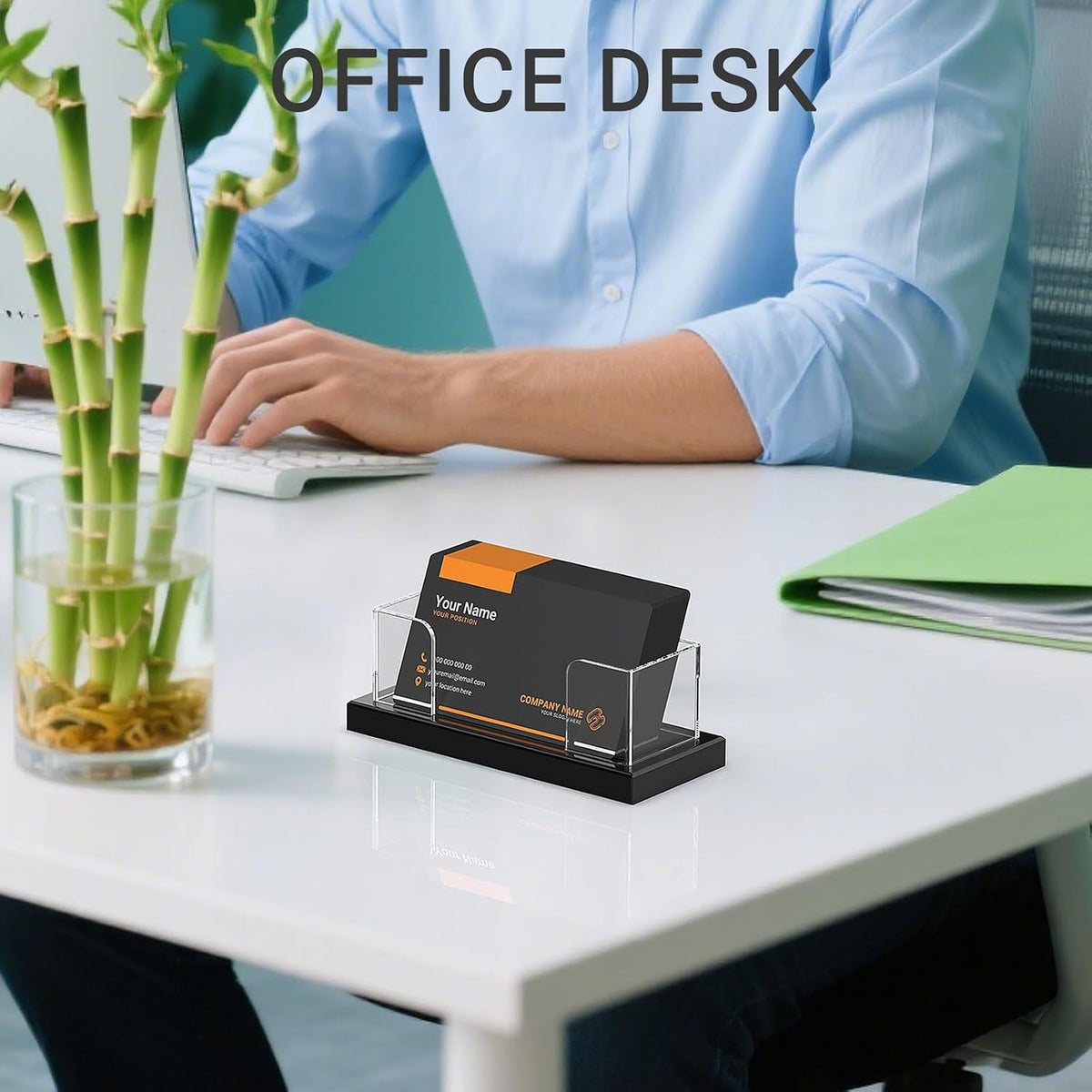 Acrylic Business Card Holder for Desk 2 Pack