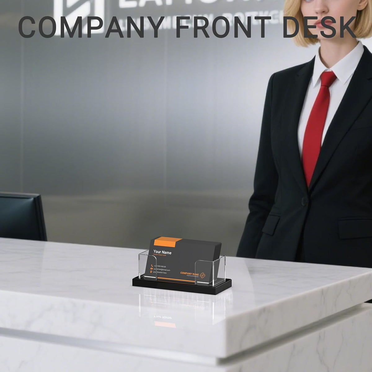 Acrylic Business Card Holder for Desk 2 Pack
