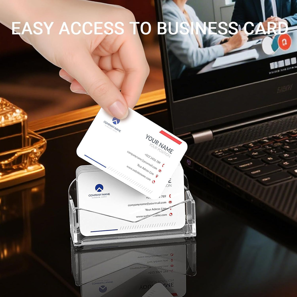 Acrylic Business Card Holder for Desk 2 Pack
