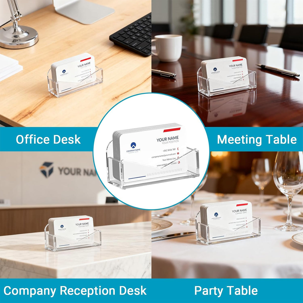 Acrylic Business Card Holder for Desk 2 Pack