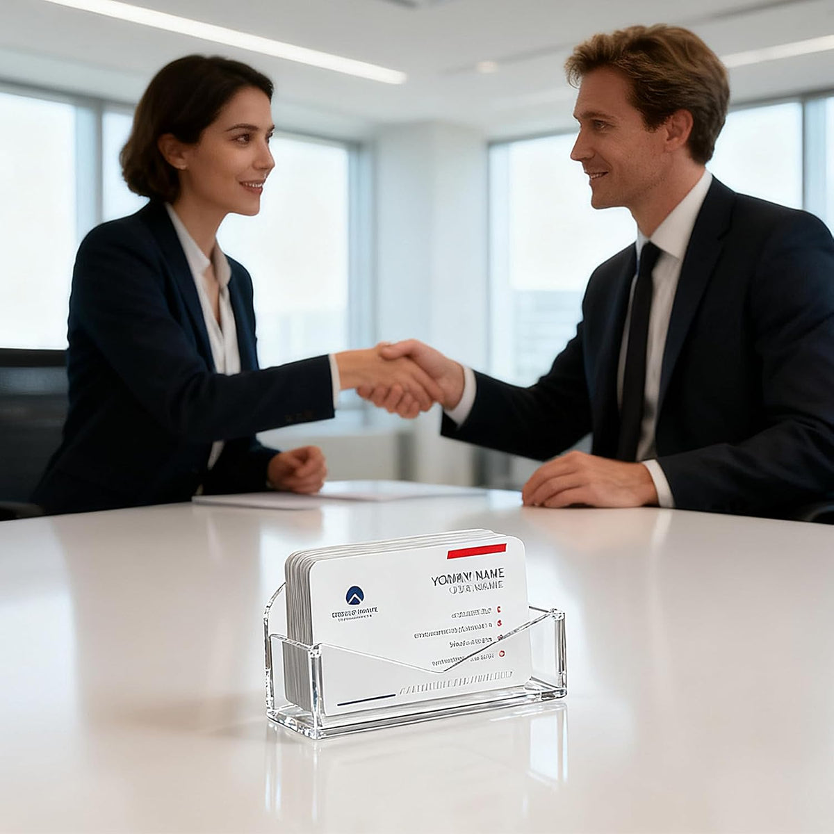 Acrylic Business Card Holder for Desk 2 Pack