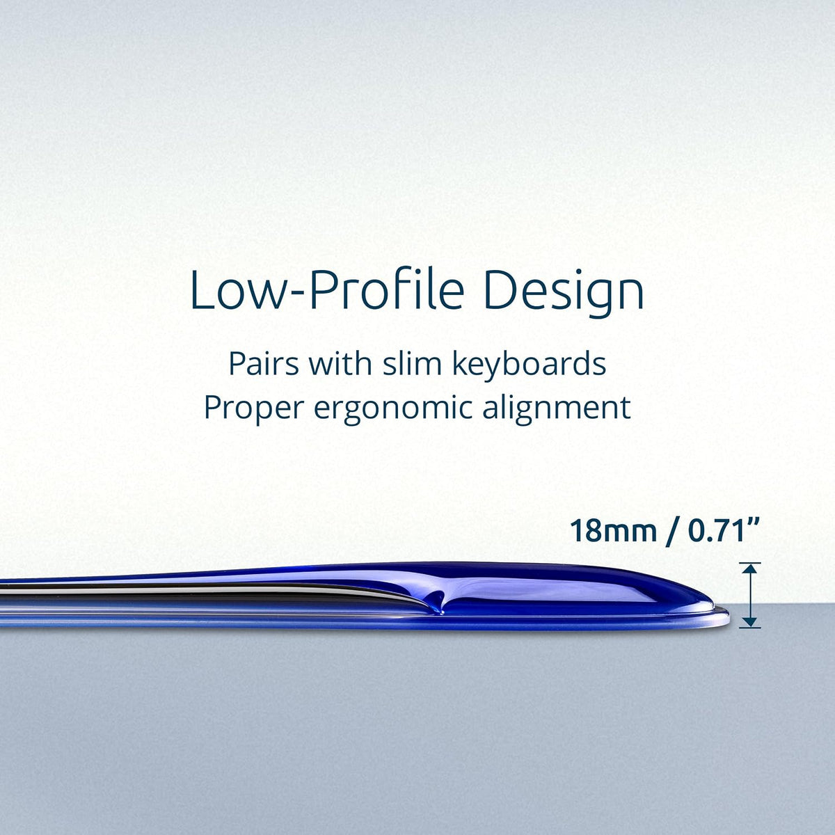 Slim Duo Gel Wrist Rest for Low Profile Keyboard, Wrist Pad for Keyboard, Ergonomic Wrist Pad for Computer, Non-Skid Computer Pad with Wrist Support, Blue K62441WW, 19" x 3.7"x 0.7”