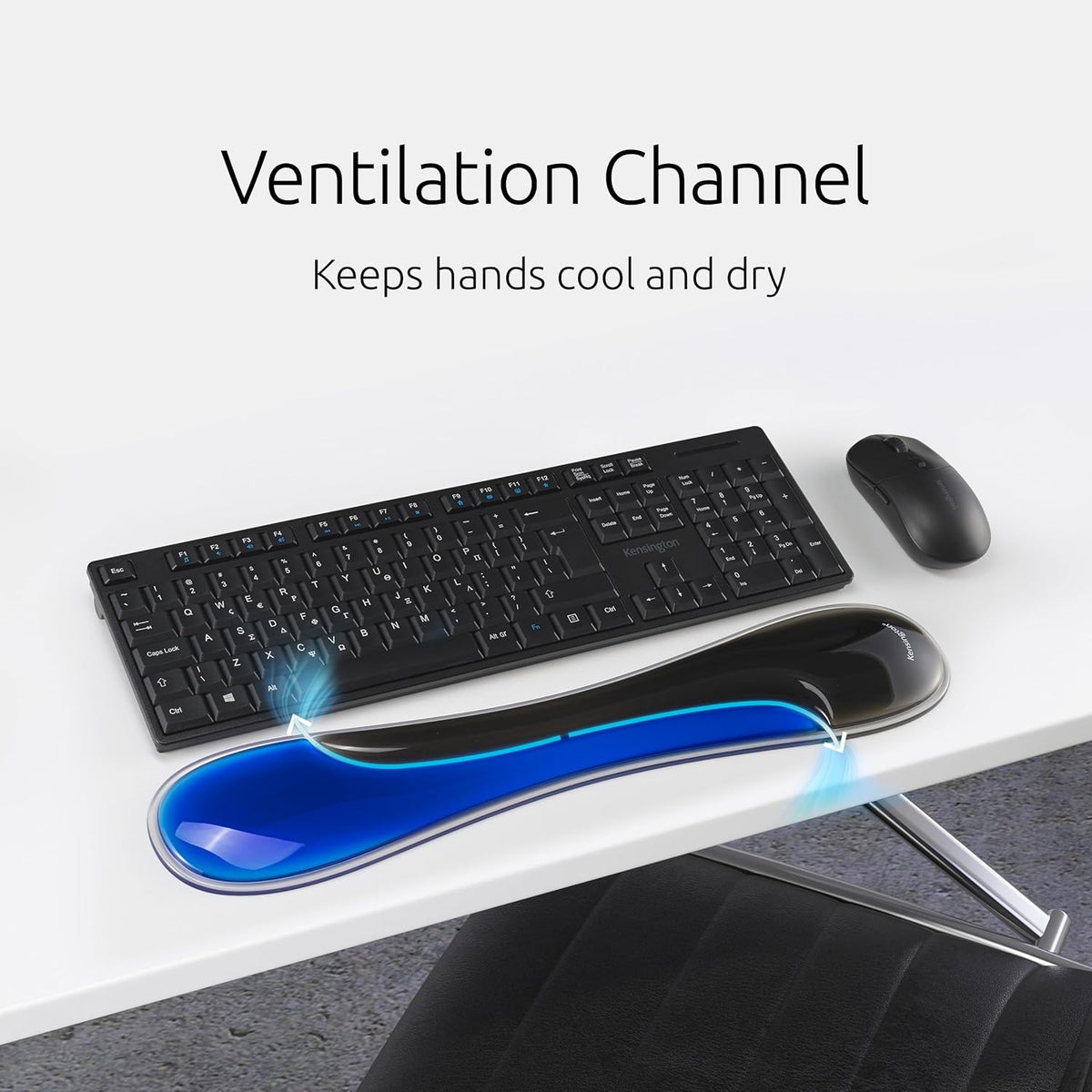 Slim Duo Gel Wrist Rest for Low Profile Keyboard, Wrist Pad for Keyboard, Ergonomic Wrist Pad for Computer, Non-Skid Computer Pad with Wrist Support, Blue K62441WW, 19" x 3.7"x 0.7”