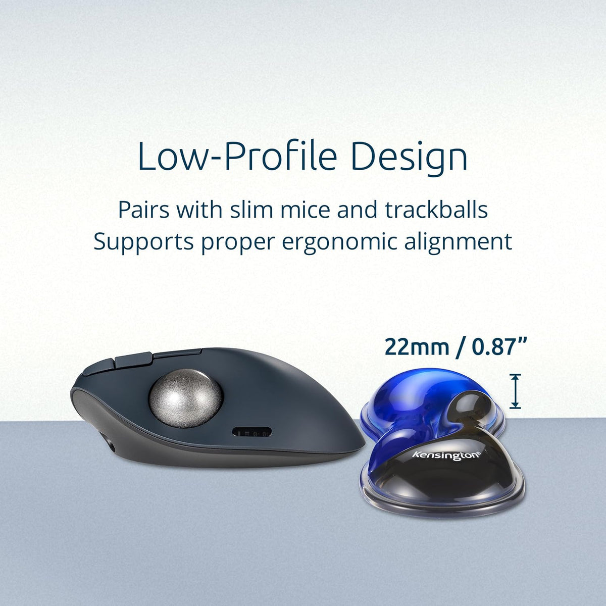 Slim Duo Gel Wrist Rest for Low Profile Keyboard, Wrist Pad for Keyboard, Ergonomic Wrist Pad for Computer, Non-Skid Computer Pad with Wrist Support, Blue K62441WW, 19" x 3.7"x 0.7”