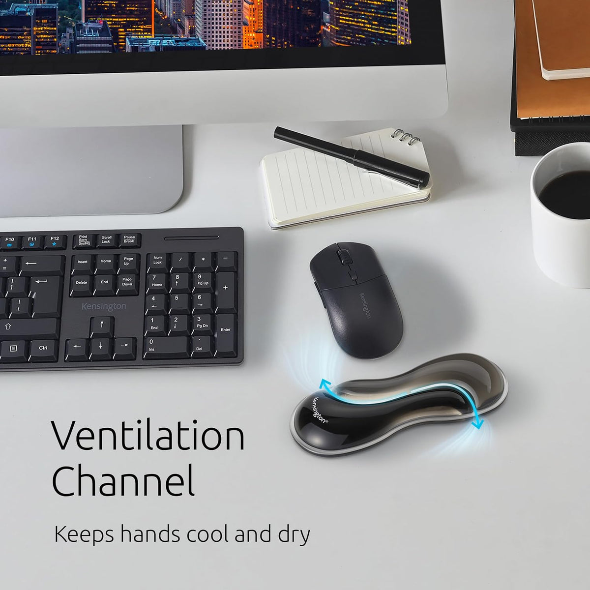 Slim Duo Gel Wrist Rest for Low Profile Keyboard, Wrist Pad for Keyboard, Ergonomic Wrist Pad for Computer, Non-Skid Computer Pad with Wrist Support, Blue K62441WW, 19" x 3.7"x 0.7”