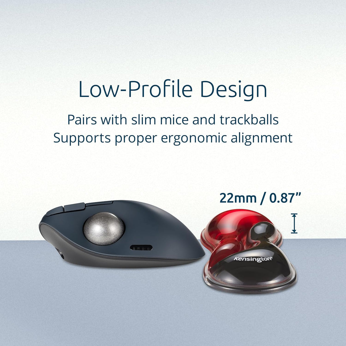 Slim Duo Gel Wrist Rest for Low Profile Keyboard, Wrist Pad for Keyboard, Ergonomic Wrist Pad for Computer, Non-Skid Computer Pad with Wrist Support, Blue K62441WW, 19" x 3.7"x 0.7”