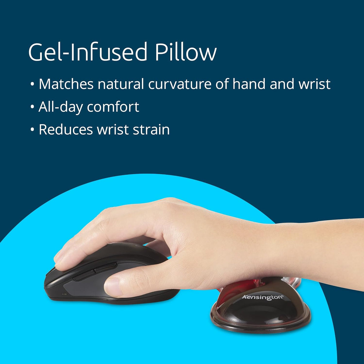 Slim Duo Gel Wrist Rest for Low Profile Keyboard, Wrist Pad for Keyboard, Ergonomic Wrist Pad for Computer, Non-Skid Computer Pad with Wrist Support, Blue K62441WW, 19" x 3.7"x 0.7”