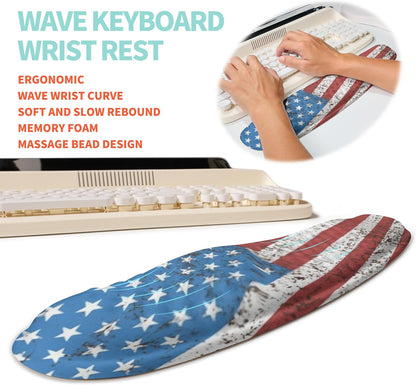 2-in-1 Ergonomic Set, Wave Rise Keyboard Wrist Rest and Massage Bulge Slope Mouse Pad Wrist Support, Cushion Memory Foam Integrated to Relieve Wrist Pain, Black
