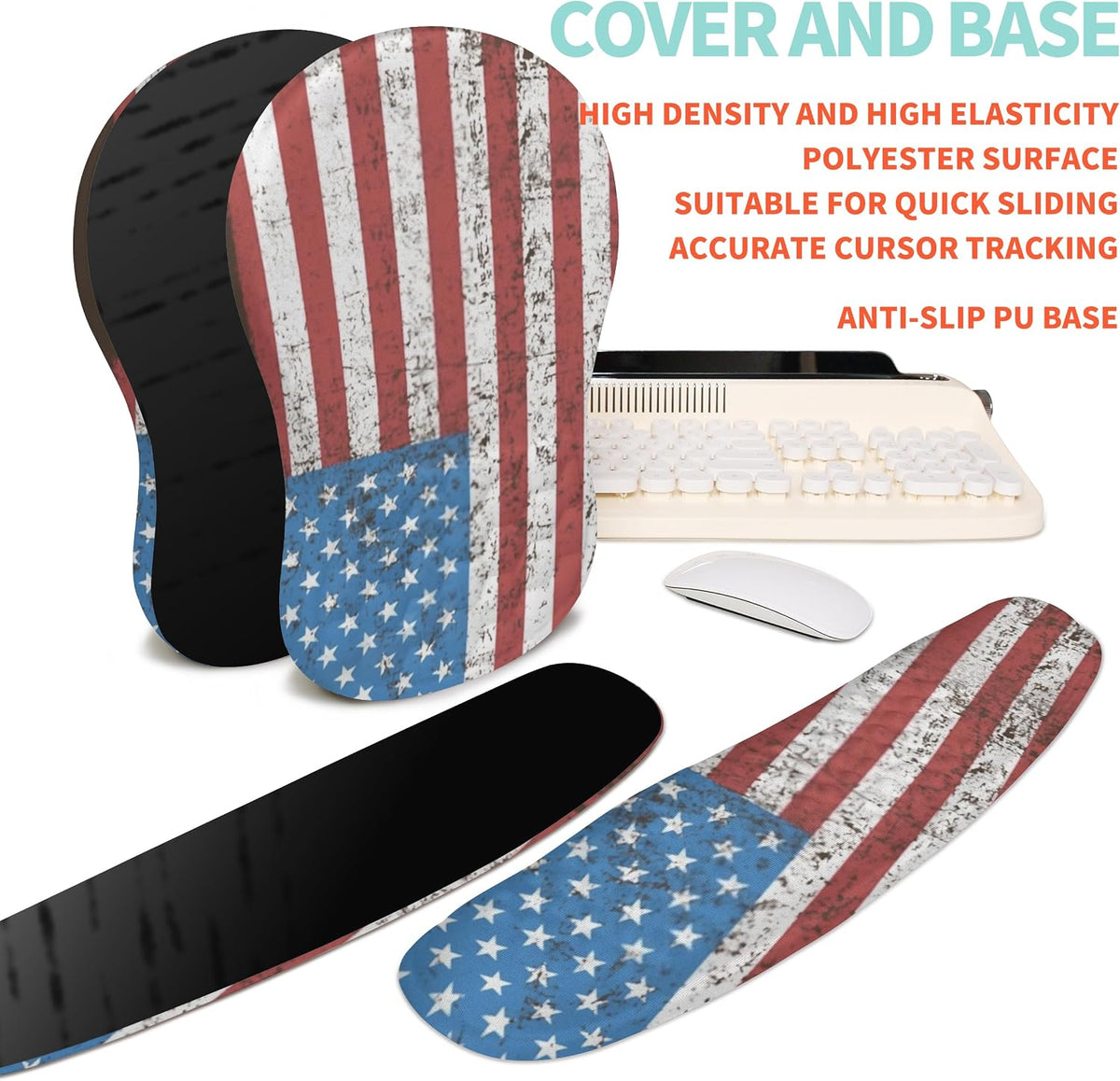 2-in-1 Ergonomic Set, Wave Rise Keyboard Wrist Rest and Massage Bulge Slope Mouse Pad Wrist Support, Cushion Memory Foam Integrated to Relieve Wrist Pain, Black