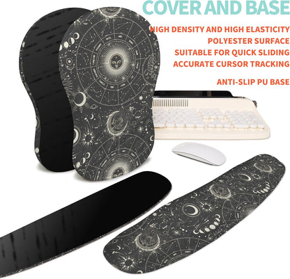 2-in-1 Ergonomic Set, Wave Rise Keyboard Wrist Rest and Massage Bulge Slope Mouse Pad Wrist Support, Cushion Memory Foam Integrated to Relieve Wrist Pain, Black