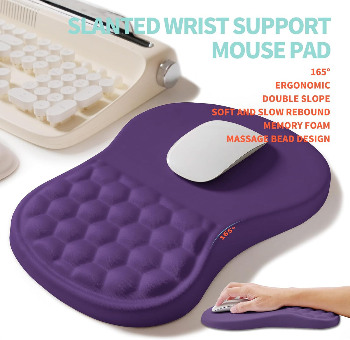 2-in-1 Ergonomic Set, Wave Rise Keyboard Wrist Rest and Massage Bulge Slope Mouse Pad Wrist Support, Cushion Memory Foam Integrated to Relieve Wrist Pain, Black