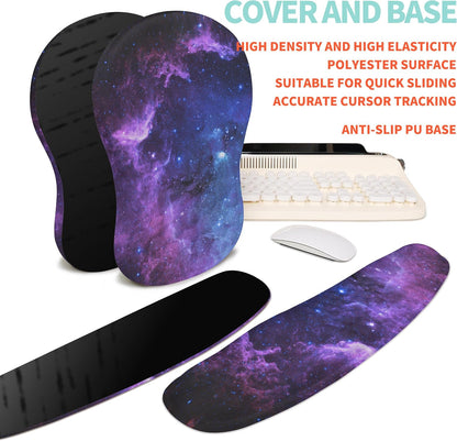 2-in-1 Ergonomic Set, Wave Rise Keyboard Wrist Rest and Massage Bulge Slope Mouse Pad Wrist Support, Cushion Memory Foam Integrated to Relieve Wrist Pain, Black