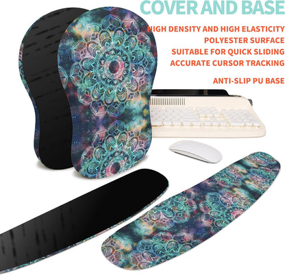 2-in-1 Ergonomic Set, Wave Rise Keyboard Wrist Rest and Massage Bulge Slope Mouse Pad Wrist Support, Cushion Memory Foam Integrated to Relieve Wrist Pain, Black
