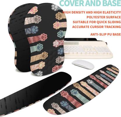2-in-1 Ergonomic Set, Wave Rise Keyboard Wrist Rest and Massage Bulge Slope Mouse Pad Wrist Support, Cushion Memory Foam Integrated to Relieve Wrist Pain, Black