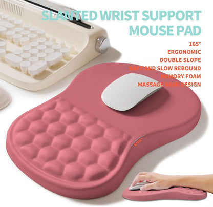 2-in-1 Ergonomic Set, Wave Rise Keyboard Wrist Rest and Massage Bulge Slope Mouse Pad Wrist Support, Cushion Memory Foam Integrated to Relieve Wrist Pain, Black