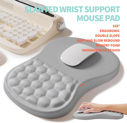 2-in-1 Ergonomic Set, Wave Rise Keyboard Wrist Rest and Massage Bulge Slope Mouse Pad Wrist Support, Cushion Memory Foam Integrated to Relieve Wrist Pain, Black
